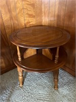 Round two level end table