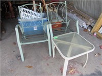 3 Pieces Patio Furniture: 2 Chairs, 1 Table
