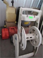 9 Assorted Garage/Lawn Items Incl. Gas Cans, Hose