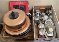 2 Tray Lots of Pewter &  Kitchenwares