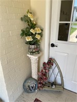 Home Decor, Plant Pedestal, Faux Flowers