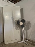 2 Door Metal Cabinet & Floor Fan