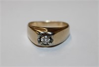 Mens 14k Diamond Ring Size 12. 7.8g