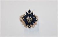 Ladies 10k YG Sapphire & Diamond Ring