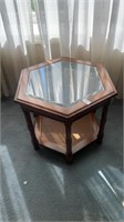 Octagon end table with glass top