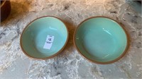 Two teal Chataeu Buffet bowls