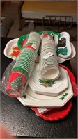 Lot of Christmas cups, plates, trays, etc.