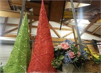 GROUP OF DECOR- CHRISTMAS LIGHTED TREES,