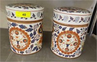 2 PC ORIENTAL CANISTERS 13”