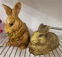 PAIR OF COMPOSITE “STONE BUNNY” STATUES