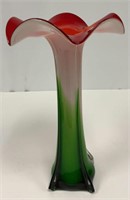 Murano Style Morning Glory Vase, Vibrant Colors