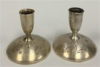 Gorham Etched Sterling Weighted Candle Sticks