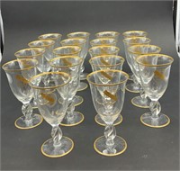 Eighteen Gold Rim and Crest Water Glasses