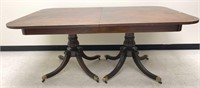 Double Pedestal Dining Table with Two Leaves