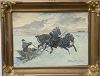 Sleigh in Snow Painting