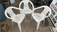 Patio chairs, 3 pcs, plastic white