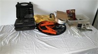 Jumper cables, coax cable, letters, drillbits,