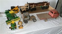 Toys vintage metal, plastic, trucks, combine