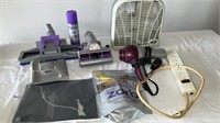 Dyson vacuum attachments, fan, hair dryer