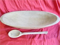 21" L Wood Bread Bowl & Spoon