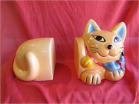 Ceramic Cat Book Ends