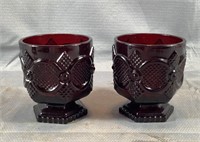 2 Avon Cape Cod Ruby Red Footed Desert Cups