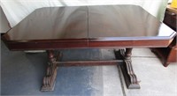 Heavy Vintage Solid Wood Double Pedestal Table