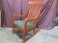 Vintage Upholstered Wood Rocker