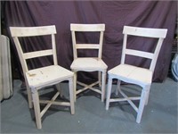 3 Wood Chairs Rough Needs Work