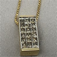 14KT YELLOW GOLD 1.00CTS DIAMOND PEND. WITH 16 IN