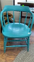 Baby blue solid wood arm chair