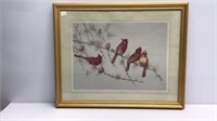 Framed Print of cardinals in the snow.  Frame