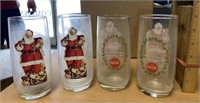 4 Vintage Santa Claus Coca-Cola Glasses