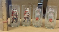 4 Vintage Coca- Voka Santa Claus Glasses