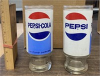 2 Vintage 12 oz PEPSI-COLA GLASSES