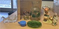 Vintage Misc. Lot juice glass, green glass, hummel