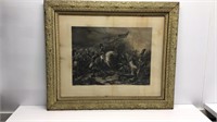 Antique print of Napoleon at Waterloo (fading and