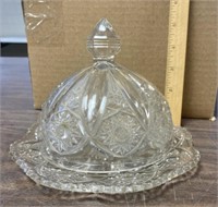 Vintage cut Glass butter/cheese bowl