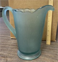 Vintage Frosted Blue Glass Pitcher