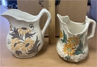 2 Hand Painted Ceramic Pitchers Made by Cash