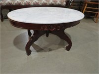 MARBLE OVAL TOP VICTORIAN COFFEE TABLE