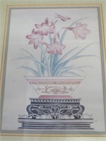 Framed Oriental Flower Print 28x23"