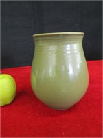 Vintage Green Ceramic Vase 8" Tall