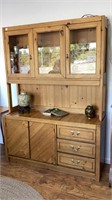 Lane dining hutch with glass door panels.