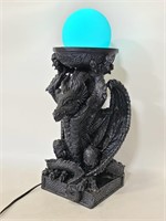 Large light up blue orb Fantasy Dragon statue