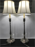 Pair of silver metal Ralph Lauren table lamps