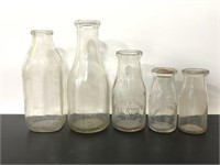 Collection of vintage glass milk bottles