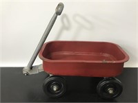 Vintage mini red metal toy wagon for children