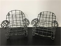 Pair of mini metal furniture sofa chairs for decor