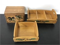 Wooden desk organizers and filing box
